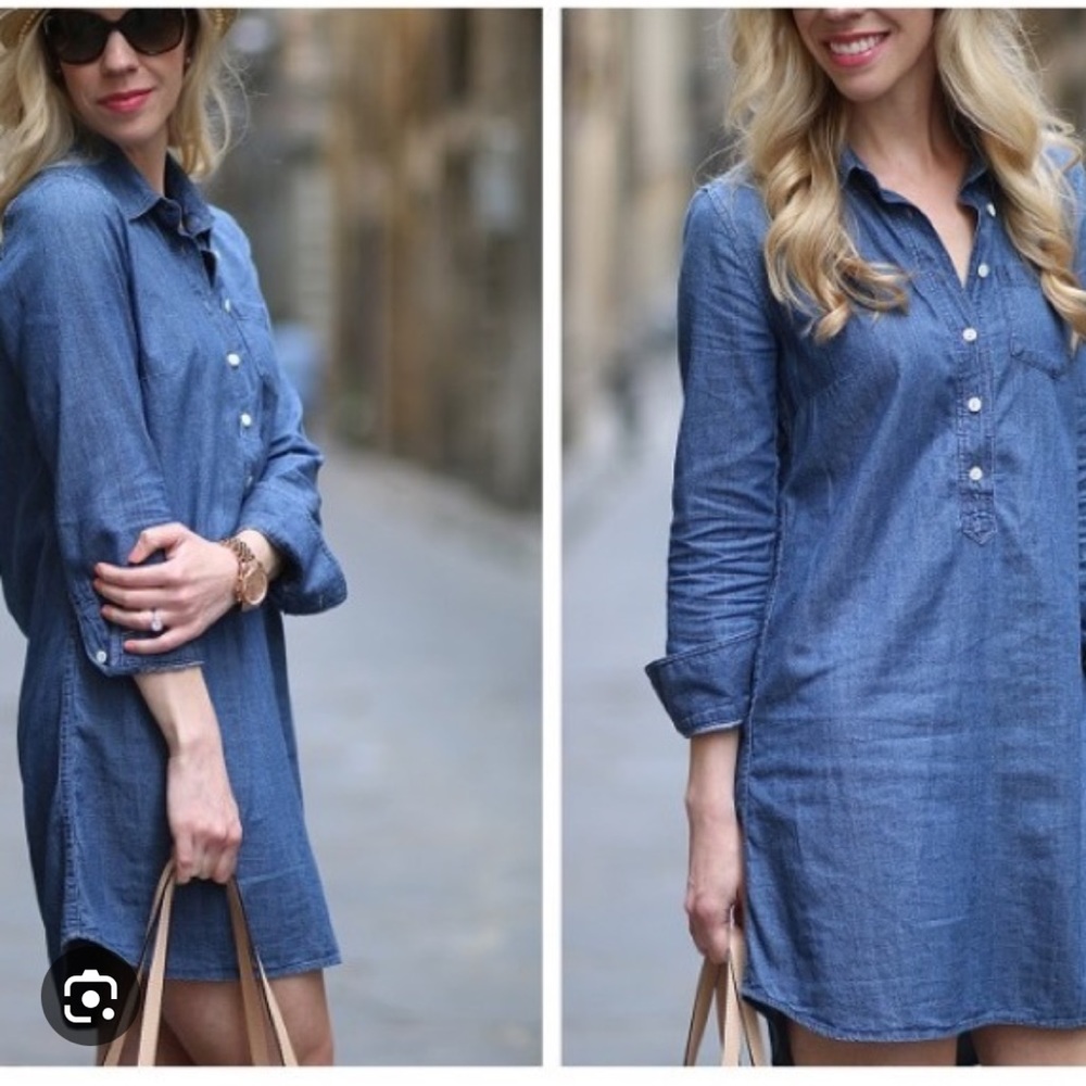 J. Crew Chambray Shirt Dress - Picture 2 of 8
